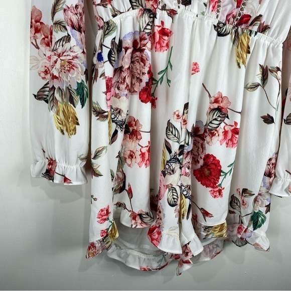 BP. Eyelet Ruffle Floral Flower Print Long Sleeve‎ Romper Dainty Flowy Medium - Picture 4 of 7